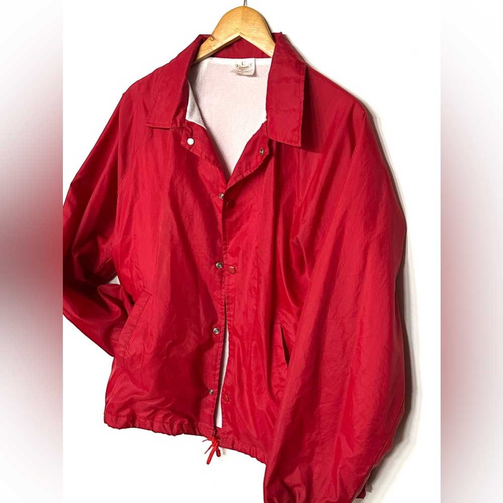 Vintage 80’s Men’s‎ Coach Nylon Red Windbreaker Snap-up Jacket - Picture 3 of 5